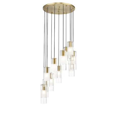 Z-Lite Alton Chandelier, 11-Light, 24 In.W x 14.25 In.H, Modern Gold/Clear+Frosted 824P-11R-MGLD